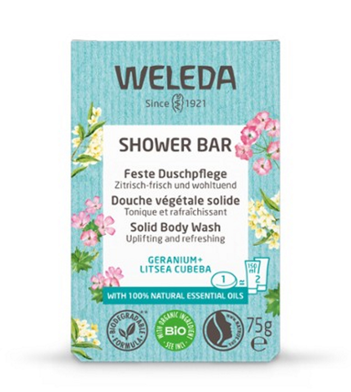 Weleda – Feste Duschpfl. Geranium&Lits.Cu. 75g