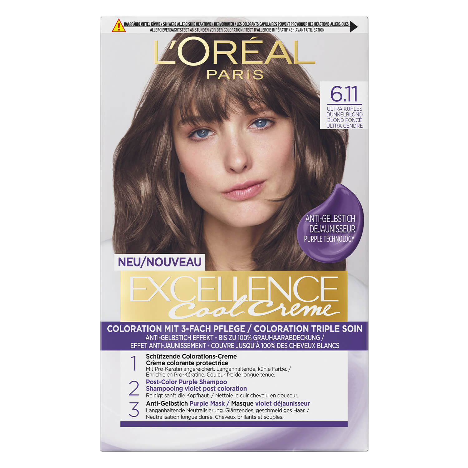 L’oréal Paris Loréal Excellence Color – Cool Crème 6.11 Ultra Kühles Dunkelblond 1x