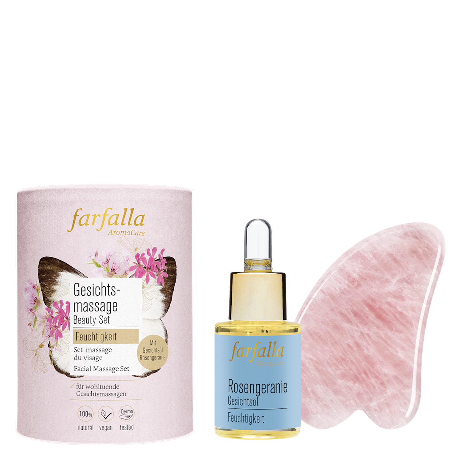 Farfalla Sets – Rosengeranie Gesichtsmassage Beauty Set