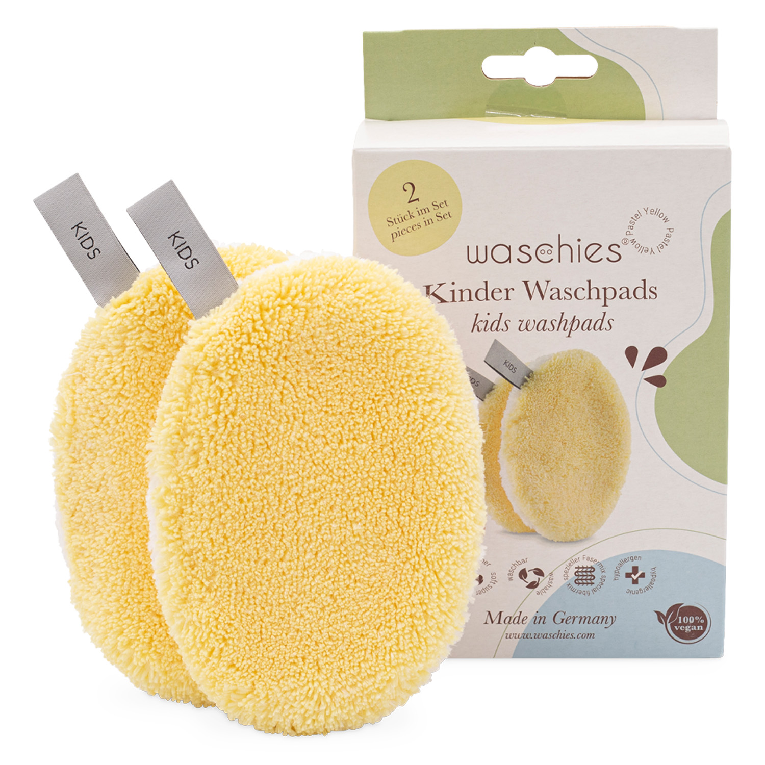 Waschies Kidsline - Waschpads Für Babys & Kinder Pastel Yellow Edition 5x