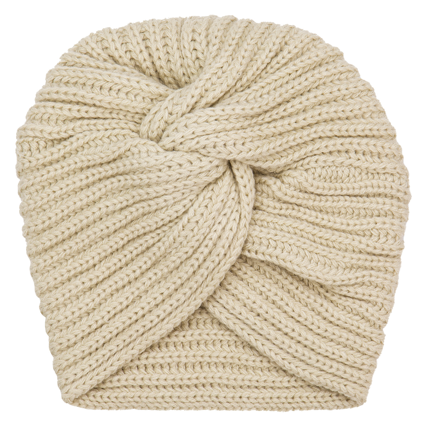 Trisa Hair - Knitted Turban Beanie, Beige 1x