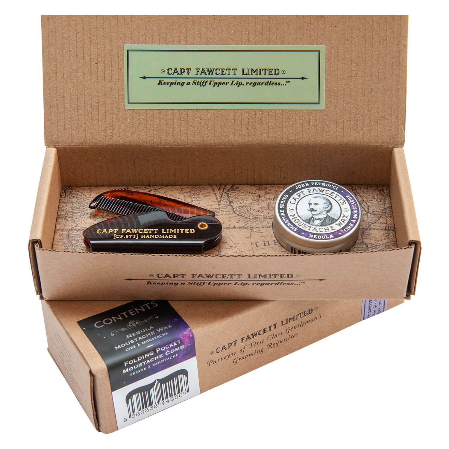Capt. Fawcett Care - Nebula Moustache Wax & Moustache Comb Set