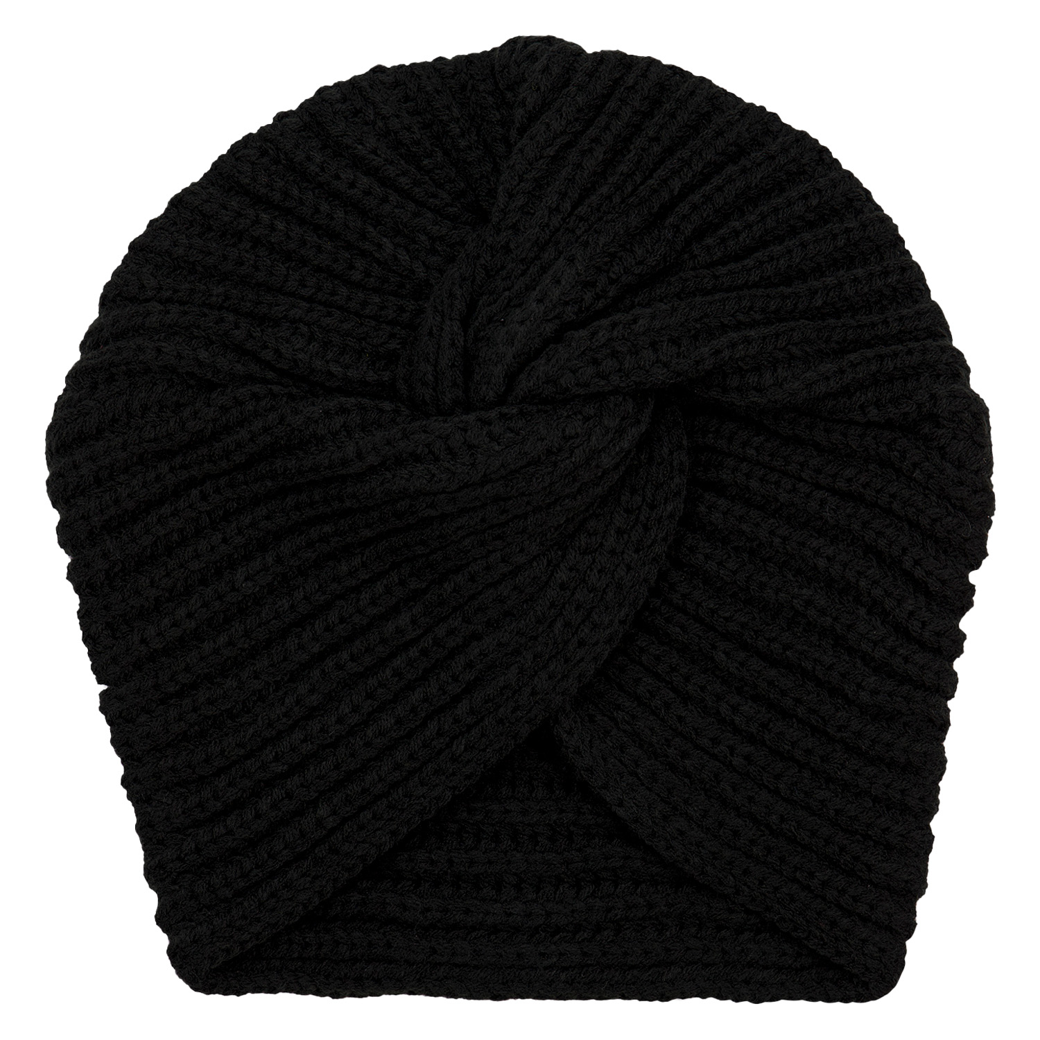 Trisa Hair – Knitted Turban Beanie, Black 1x