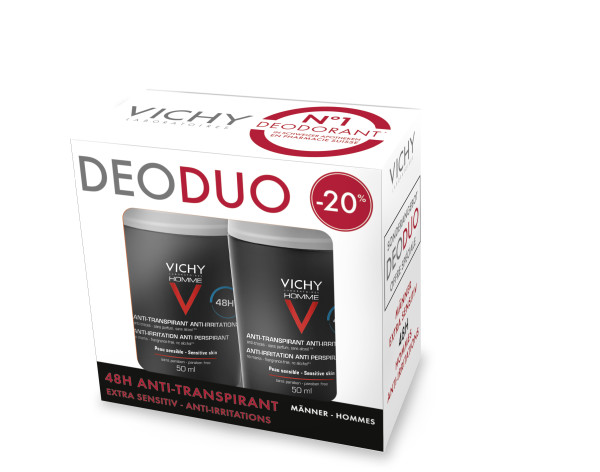 Vichy Deo - Anti-Transpirant Roll-On Sensitive Homme Duo 2x50ml
