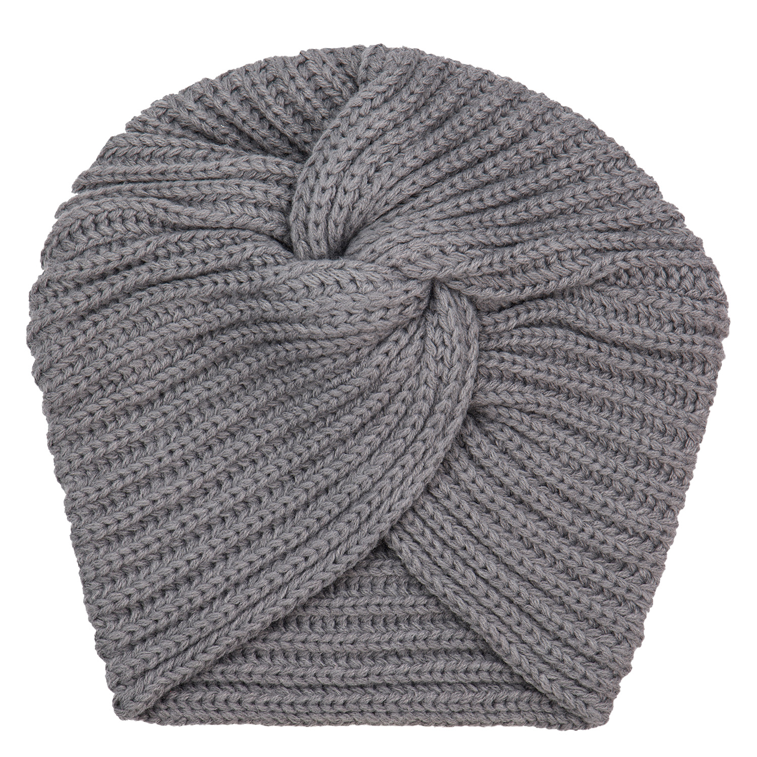 Trisa Hair – Knitted Turban Beanie, Grey 1x