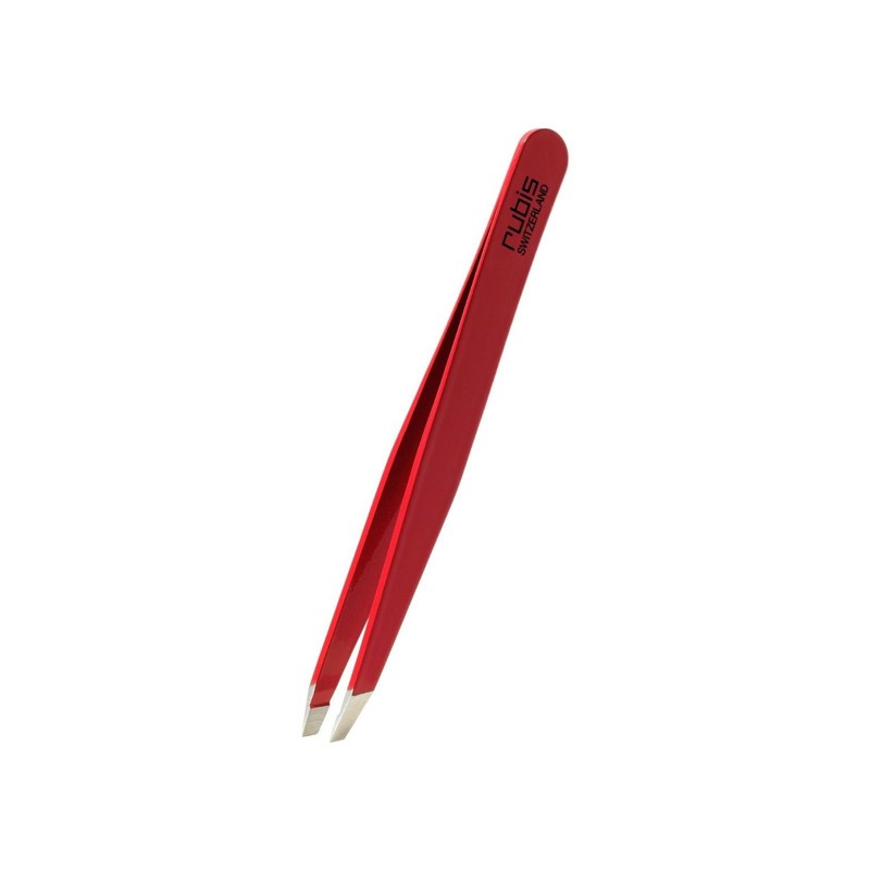 Rubis - Pinzette schräg rot Inox