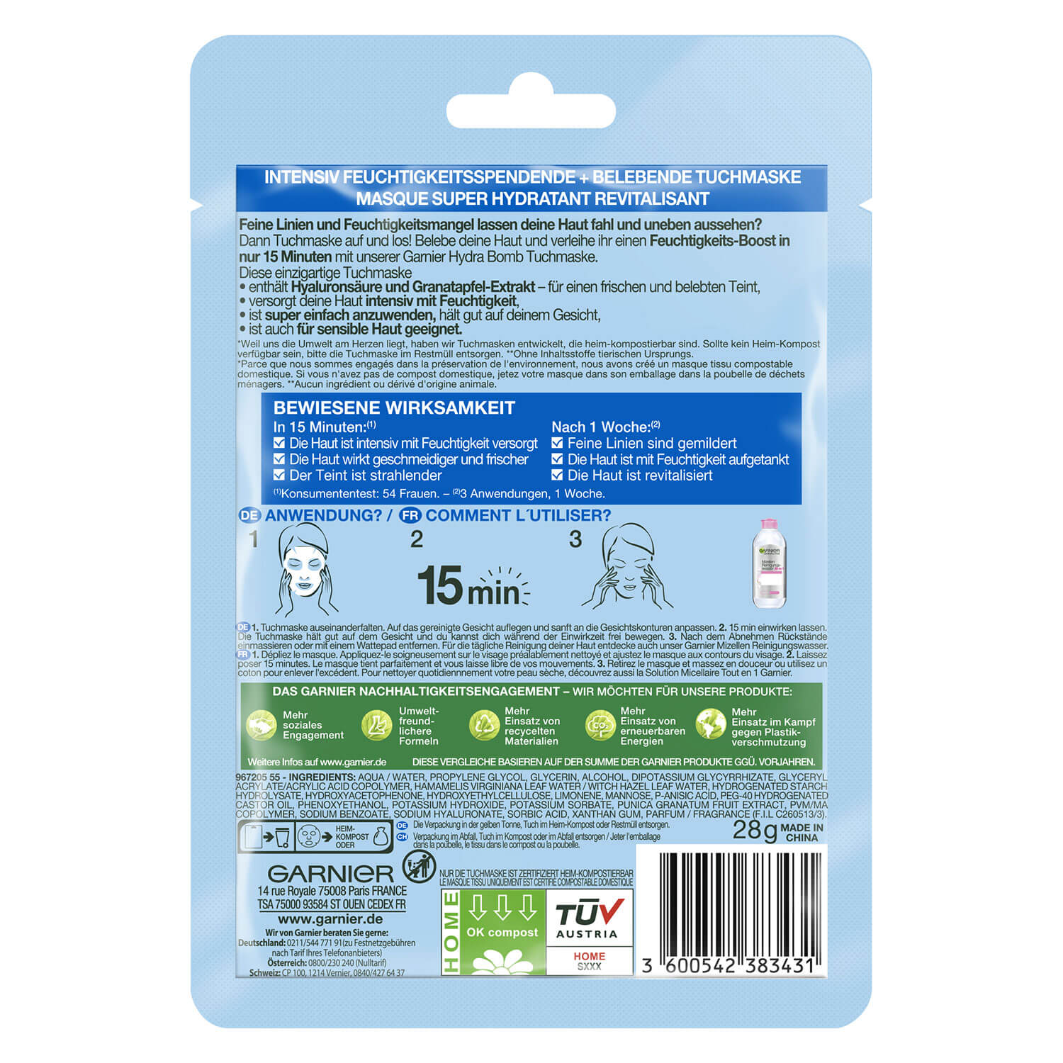 Skinactive Face - Hydra Bomb Masque Tissu