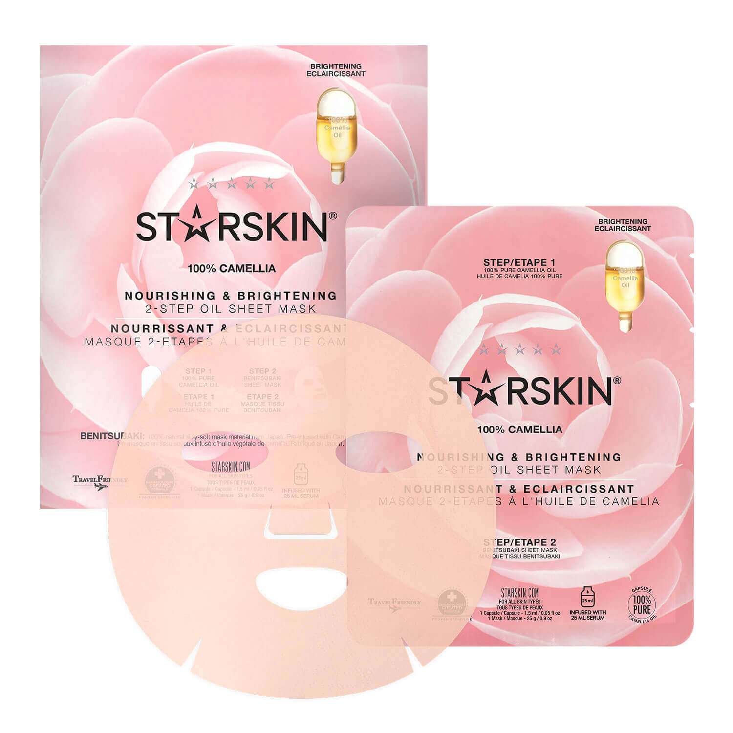 Starskin – 100% Camellia Nourishing & Brightening 2-Step Oil Sheet Mask 1x