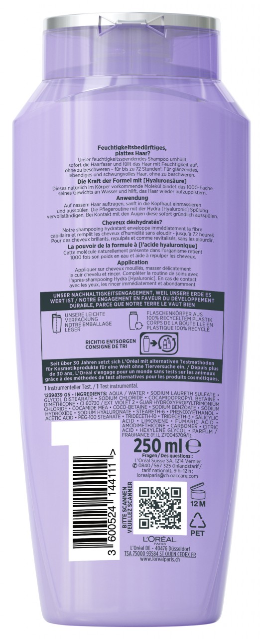 LOréal Elseve Haircare - Hydra Hyaluronic 72h Feuchtigkeits-auffüllendes Shampoo