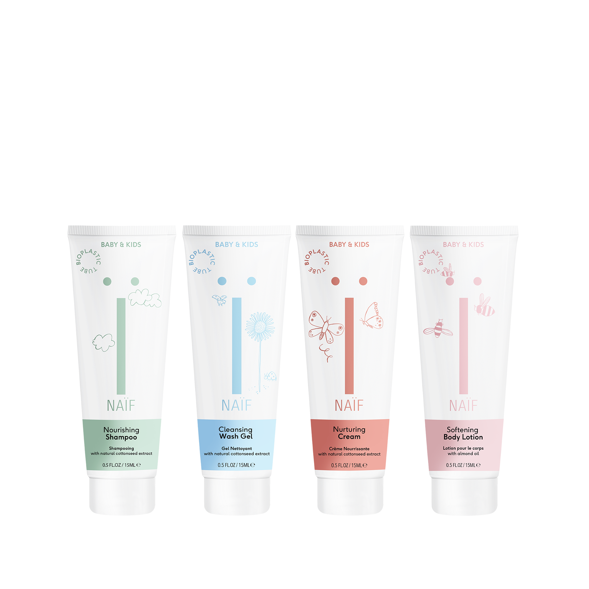 Naïf Naif – Baby & Kids The Mini Set (4x Travel Size Product 15ml) 4 X 15ml