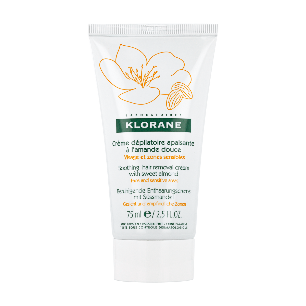 Klorane Body - Beruhigende Enthaarungscreme Mit Süssmandel – Gesicht Und Empfindliche Bereiche 75ml