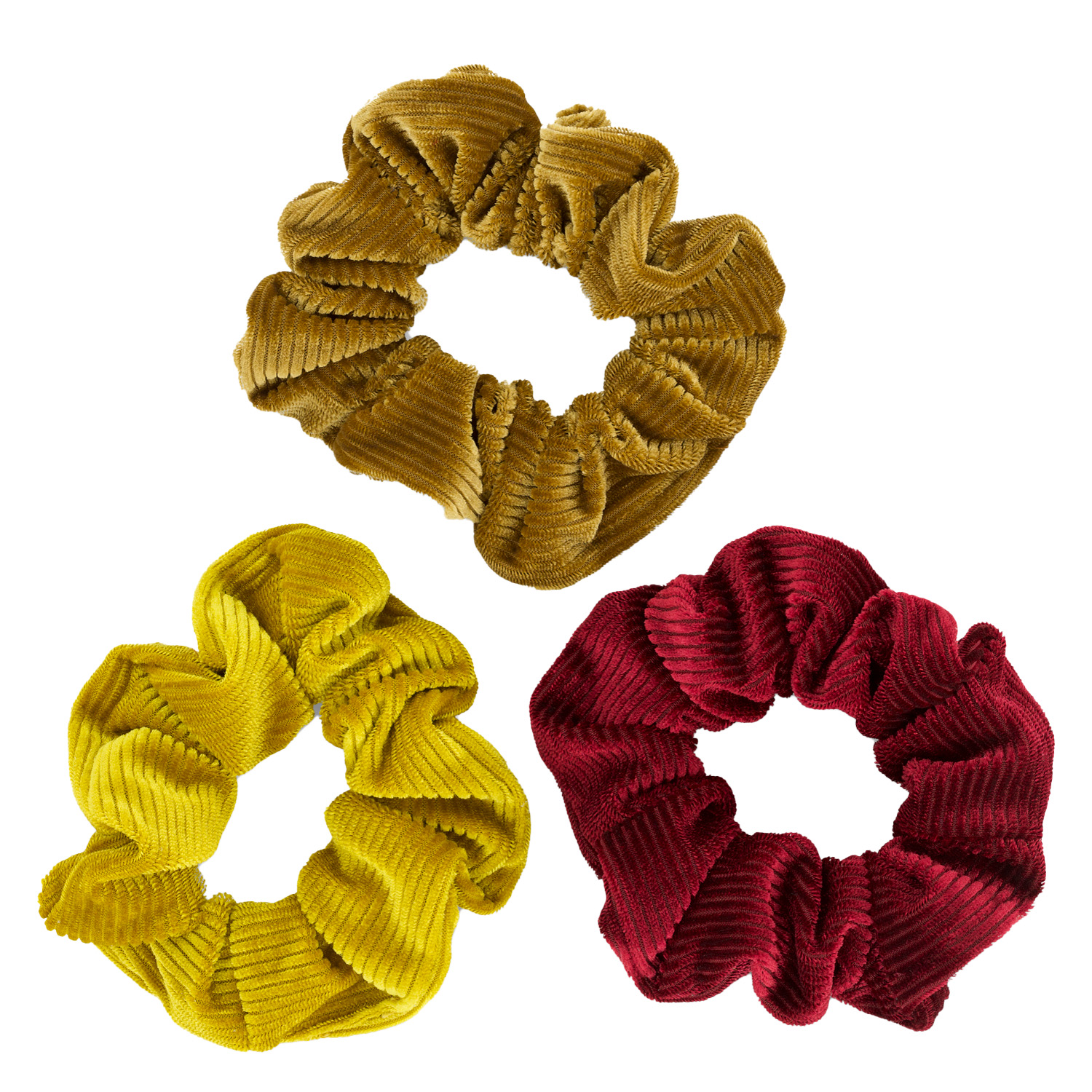 Trisa Hair – Manchester Scrunchies, Mustard Curry & Red 3x