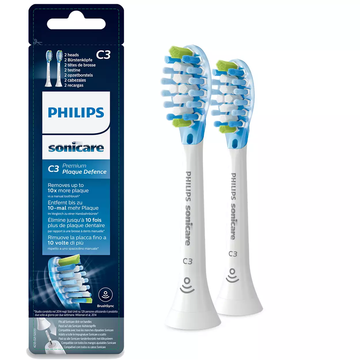 Philips Sonicare - C3 Premium Plaque Defence 2x Weisse Bürstenköpfe Für Schallzahnbürste Hx9 Hx9042/ 1x