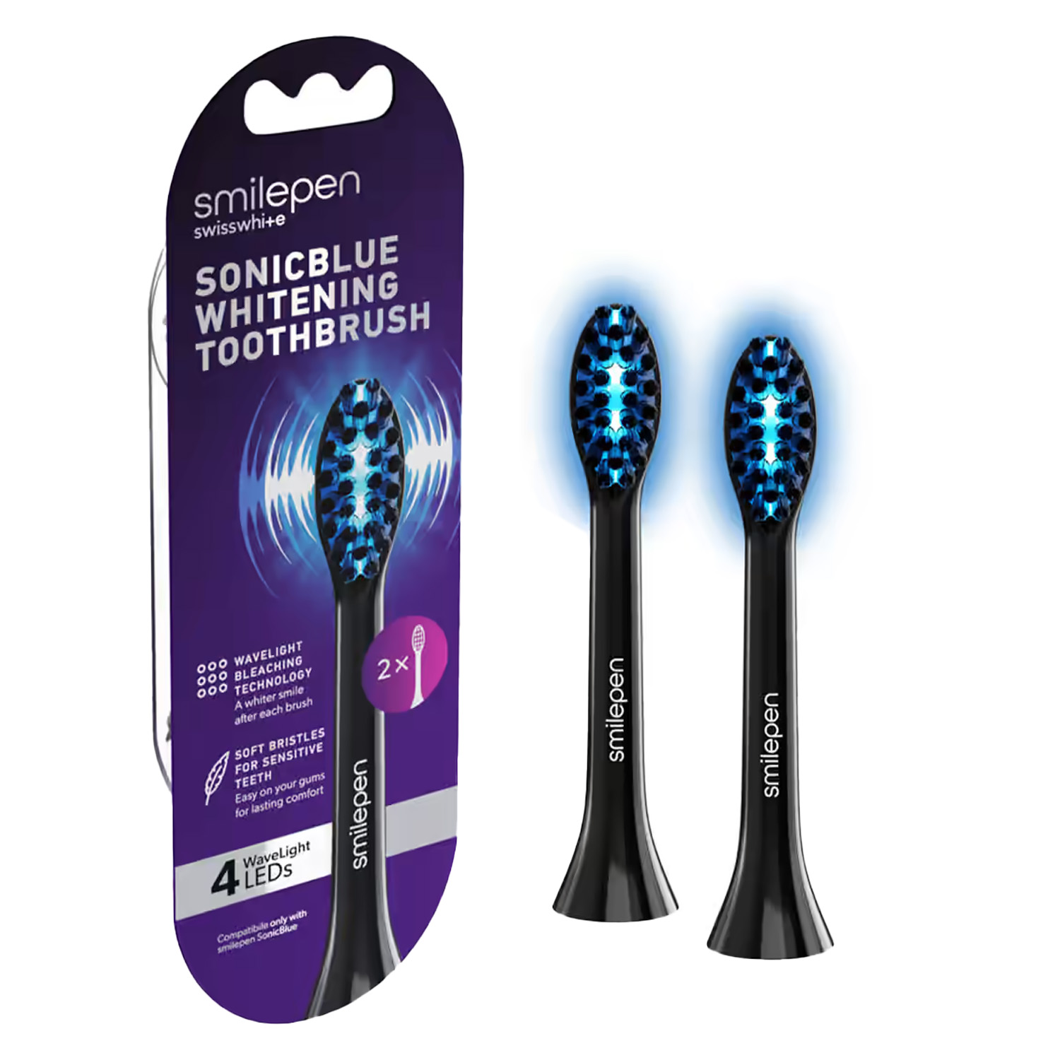 Smilepen - Sonicblue Whitening Schallzahnbürste Ersatzbürstenköpfe 6 Led 2x
