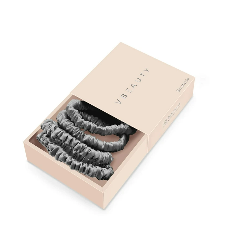 Vbeauty Tools – Seiden Scrunchie Skinny-Set – Anthrazit 1x