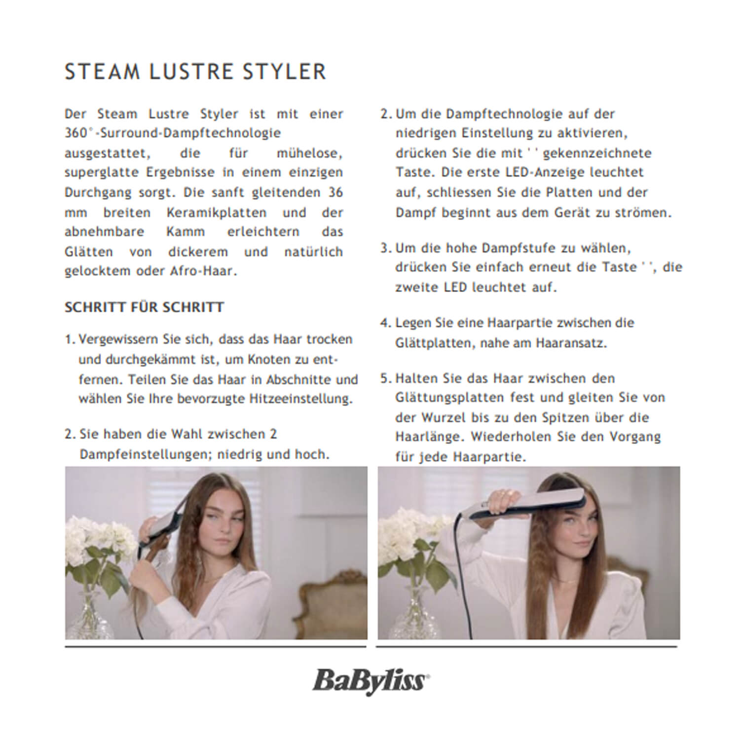 BABYLISS - Lisseur à cheveux Steam Lustre Styler…