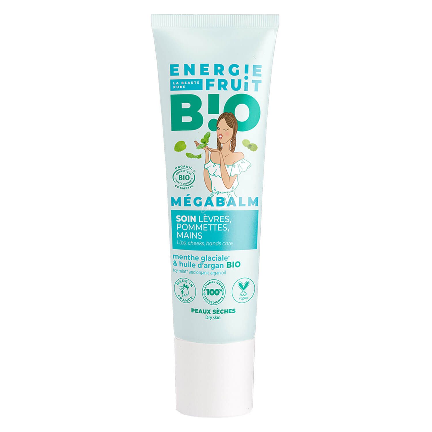 Energie Fruit - Mégabalm Soin Lèvres, Pommettes, Mains Menthe Glaciale 30ml