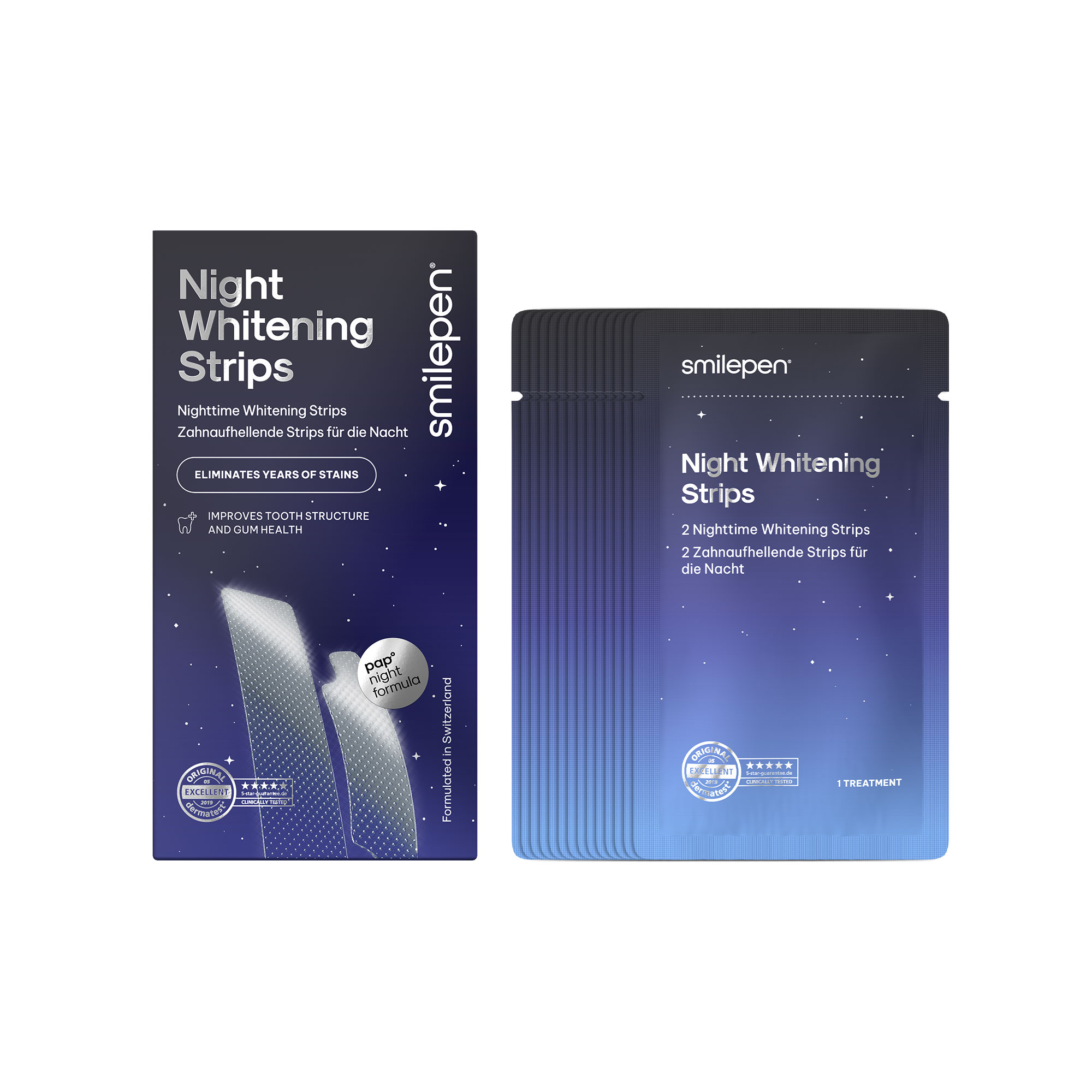 Smilepen Night Whitening Strips - Zahnaufhellende Streifen Für Die Nacht 10x2x