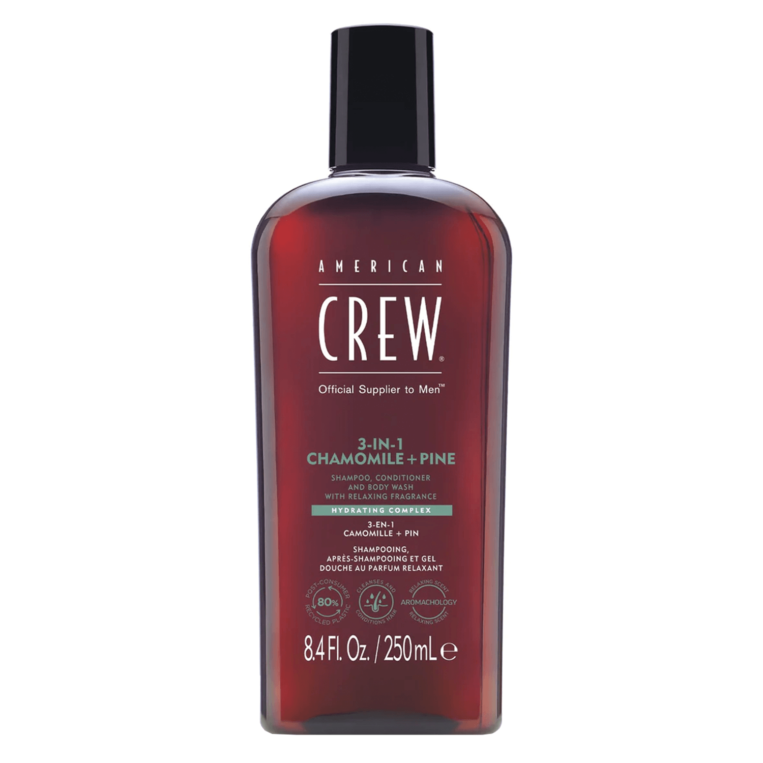 Crew Hair & Body Care - American Crew 3-In-1 Chamomile & Pine Shampoo, Conditioner & Body Wash 250ml