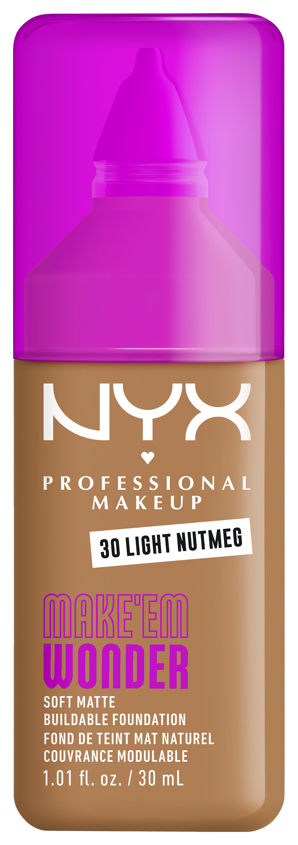 Nyx Professional Makeup Make 'em Wonder - Foundation 30 Light Nutmeg 30ml