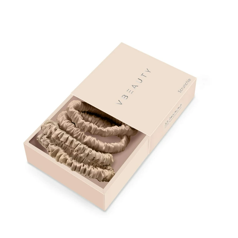 Vbeauty Tools – Seiden Scrunchie Skinny-Set – Champagner 1x