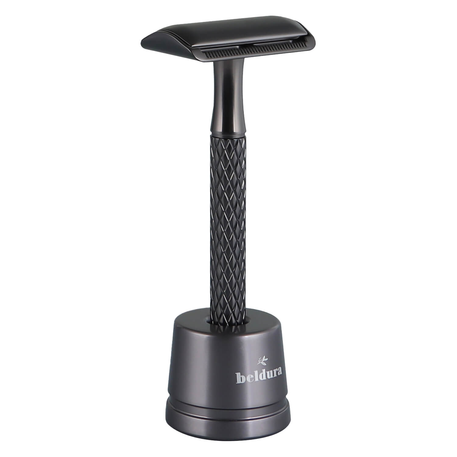 Beldura – Rasierhobel Mit Ständer Matte Schwarz