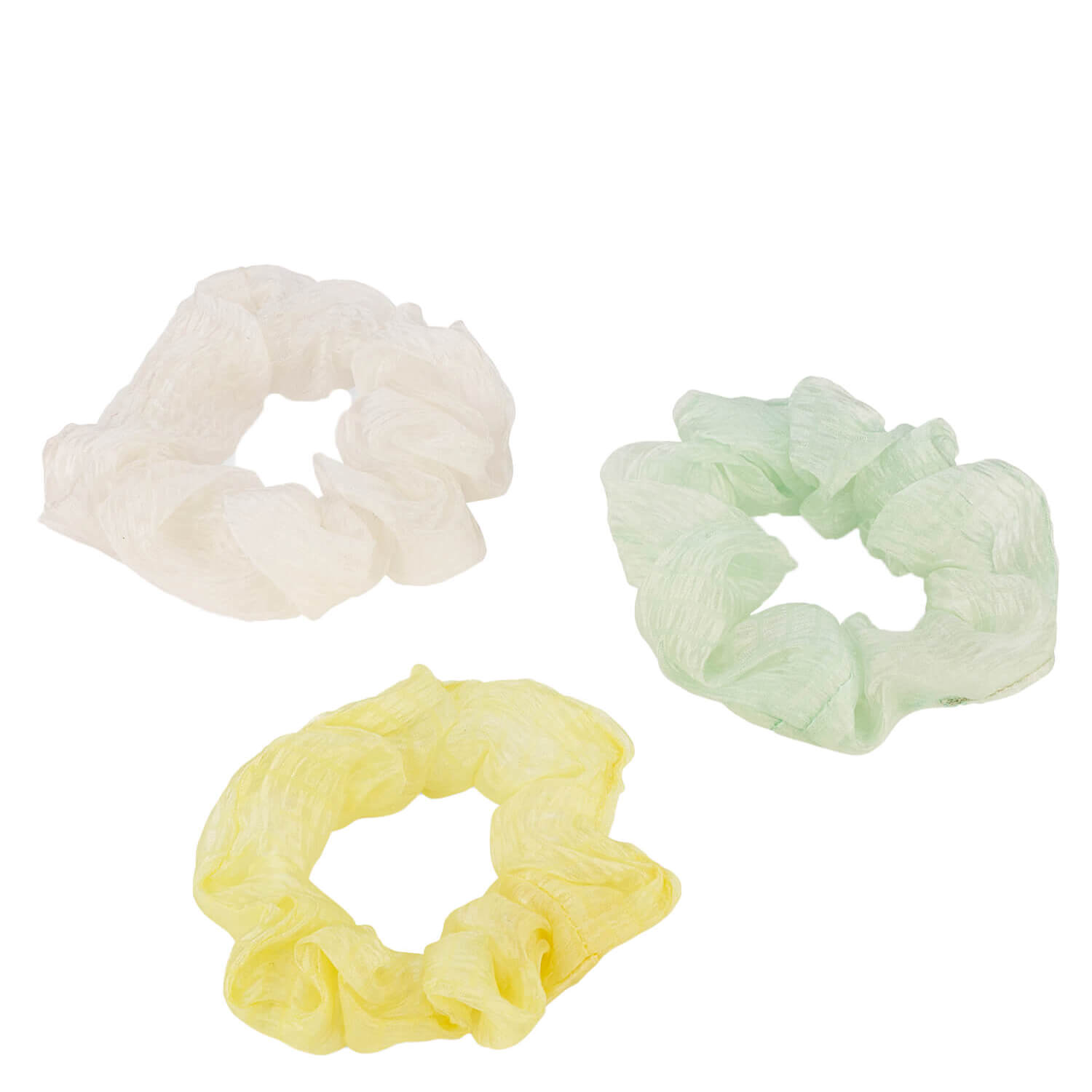Trisa Transparentes Twisted Elastic Scrunchie, Mint, Gelb & Weiss 3x