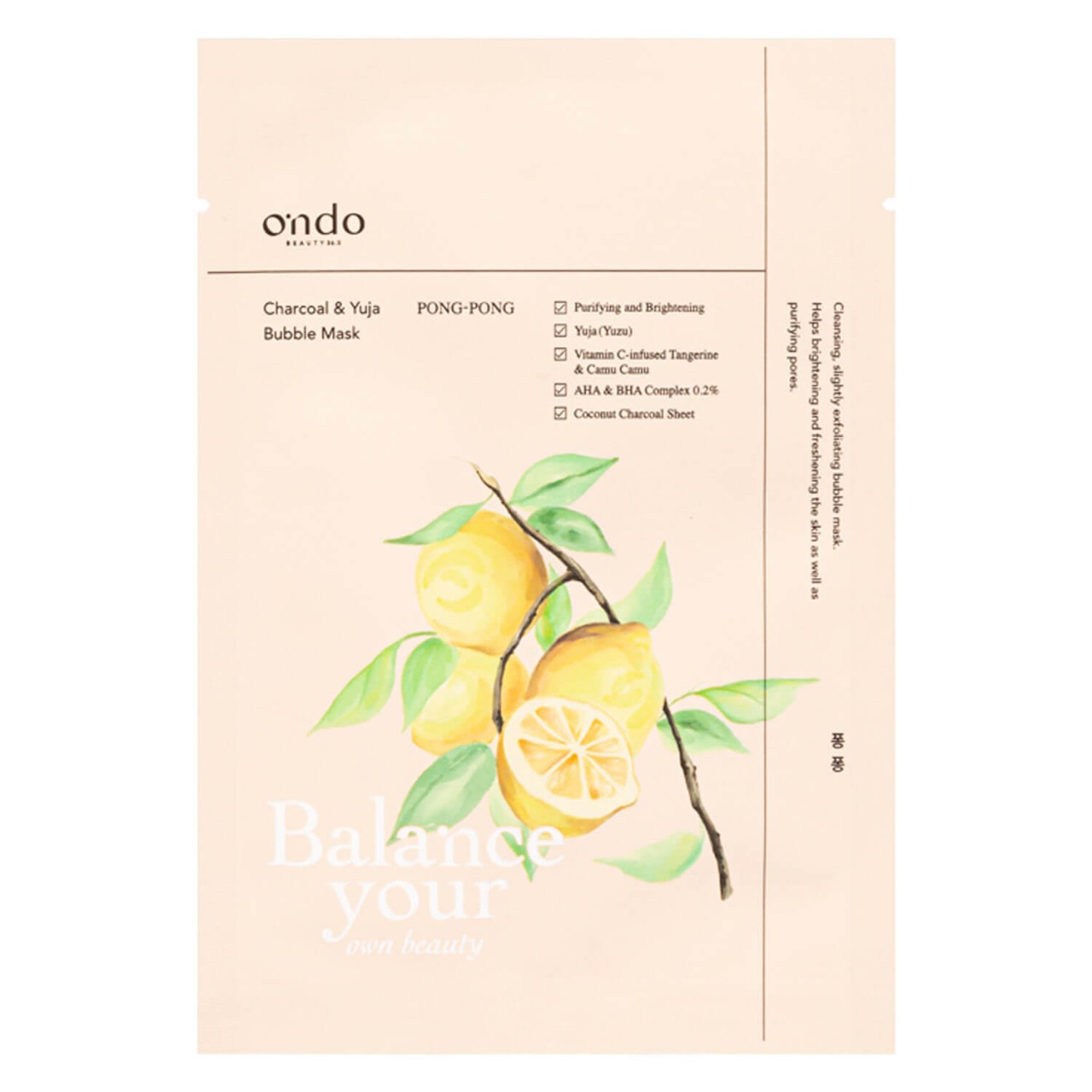 ondo Beauty 36.5 - Charcoal & Yuja Bubble Mask