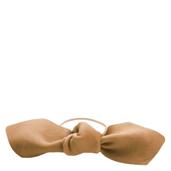 Image of Corinne World - Leather Bow Big Hair Tie Camel