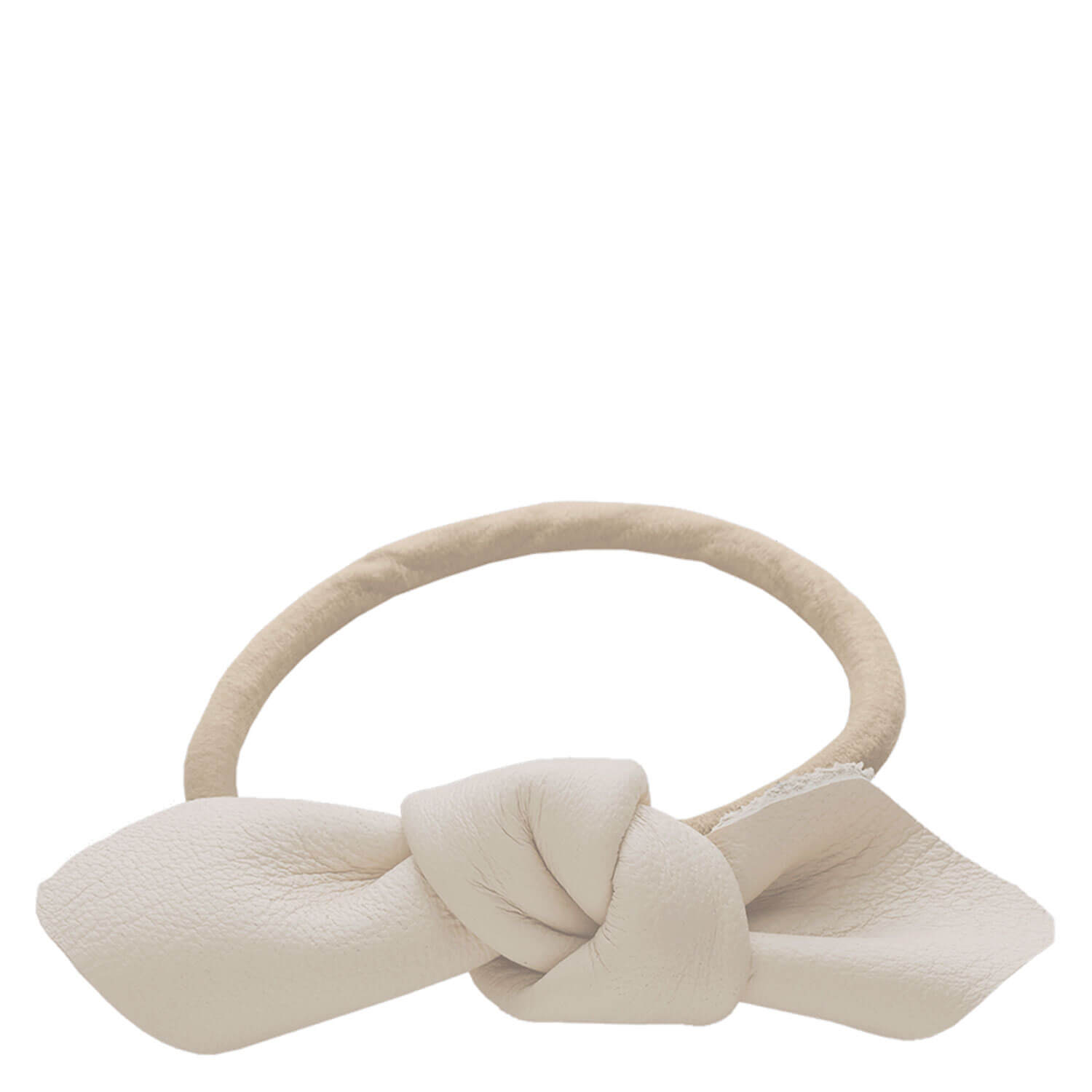 Corinne World – Leather Bow Small Hair Tie Cream 1x