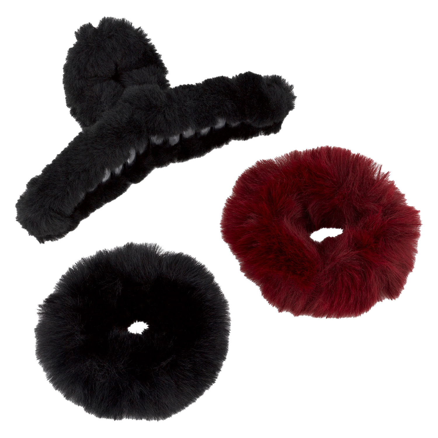 Trisa Hair – Fake Fur Kit, Black & Burgundy