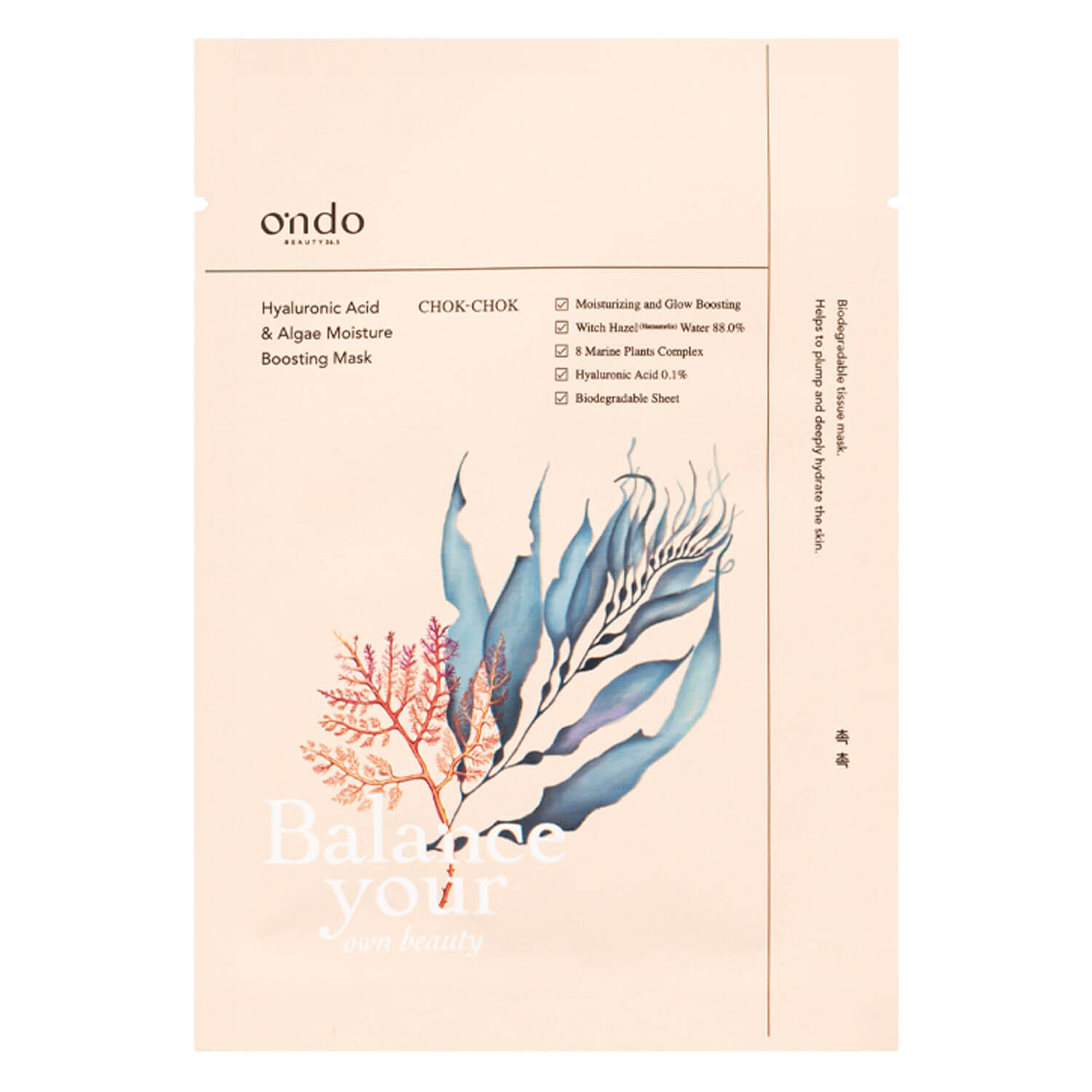 Ondo Beauty 36.5 – Hyaluronic Acid & Algae Moisture Boosting Mask 1x