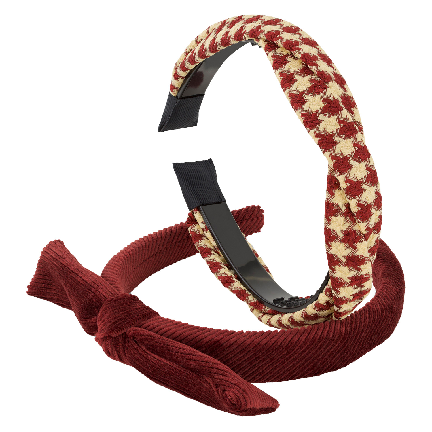 Trisa Hair – Checkered & Plain Hairbands, Red 2x