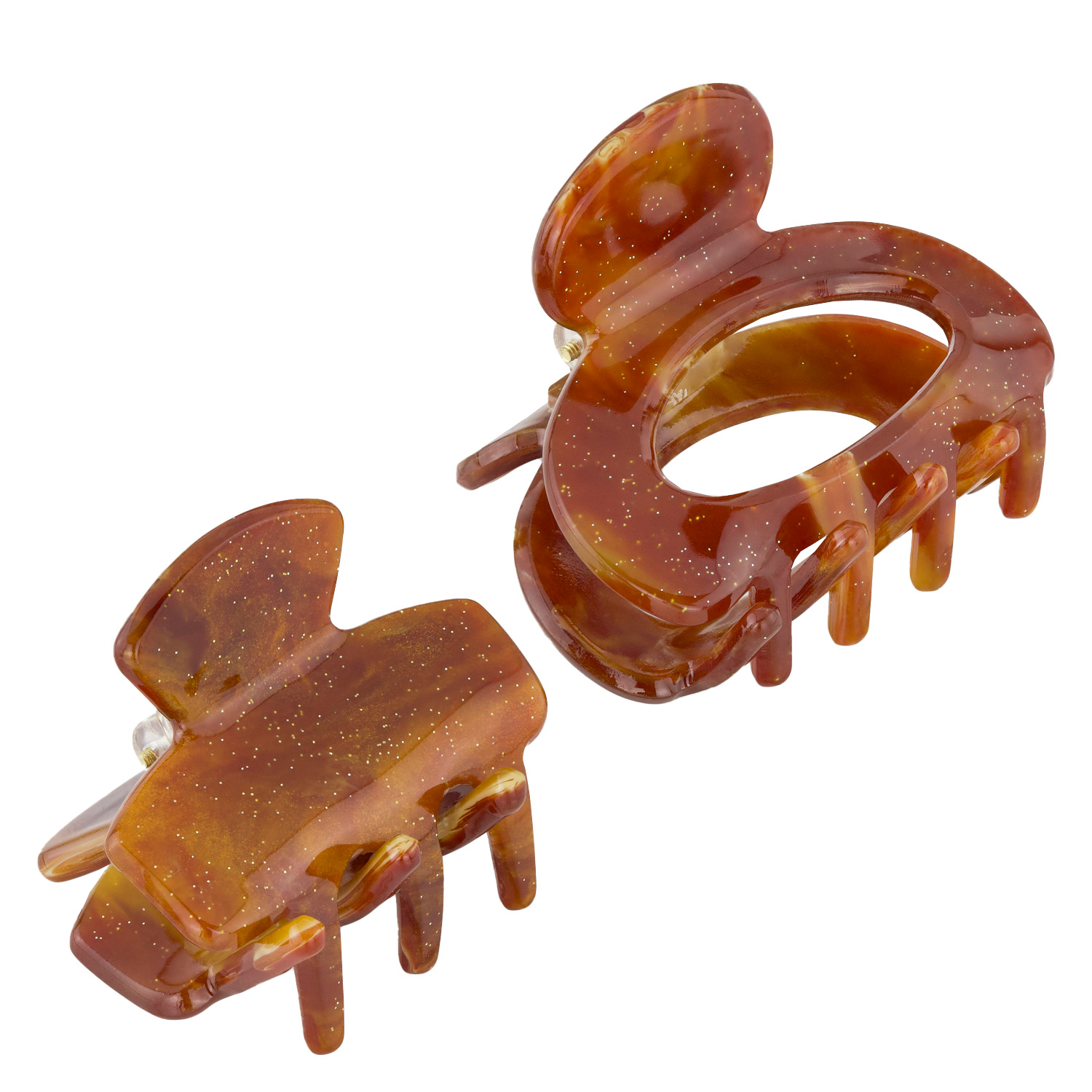 Trisa Hair – Marbled Hair Clips, Brown Gold 2x