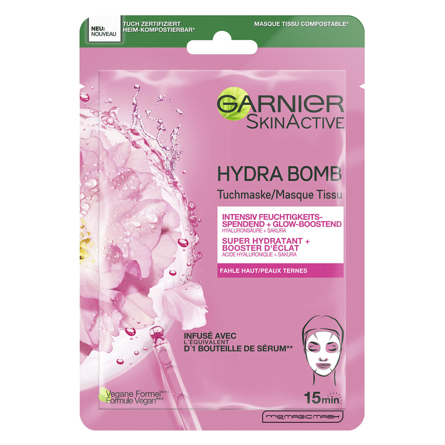 Garnier Skinactive Face - Hydra Bomb Tuchmaske Sakura 28g