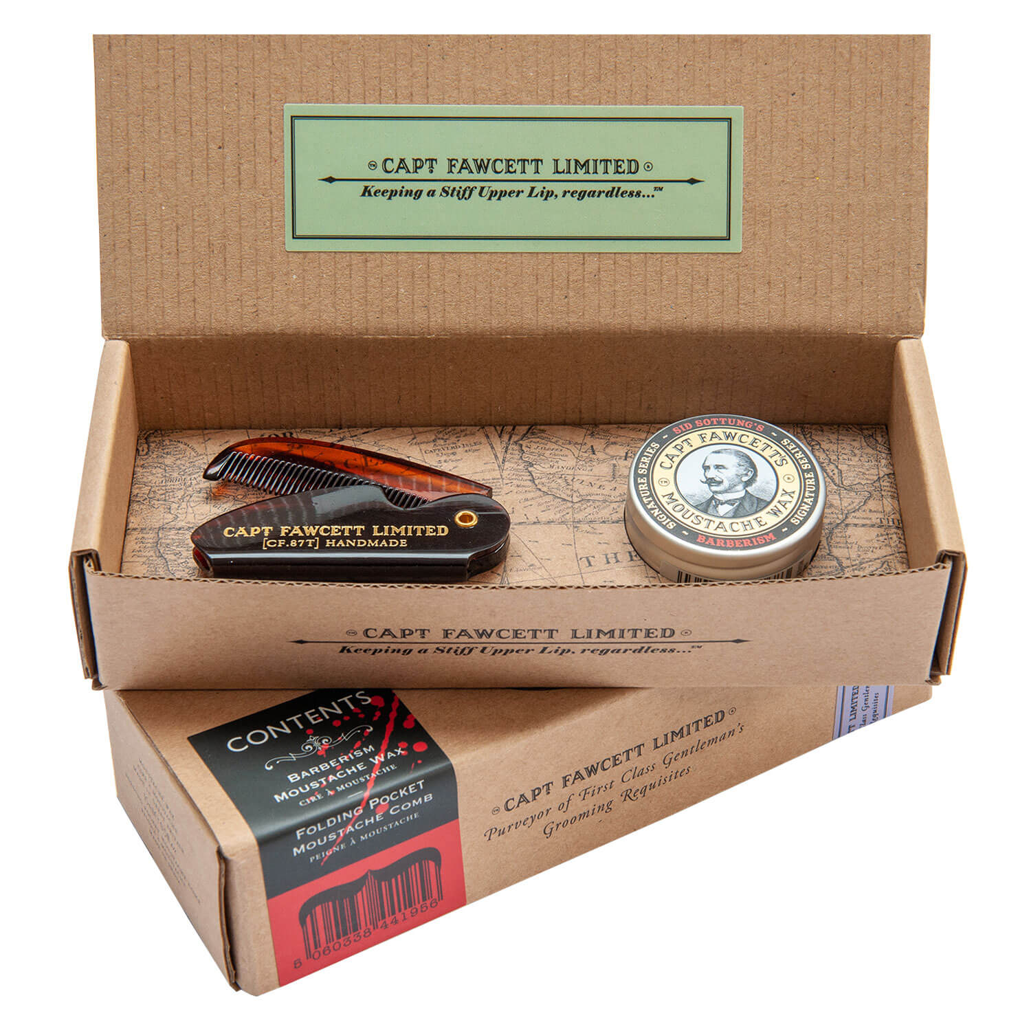 Capt. Fawcett Care – Barberism Moustache Wax & Moustache Comb Set