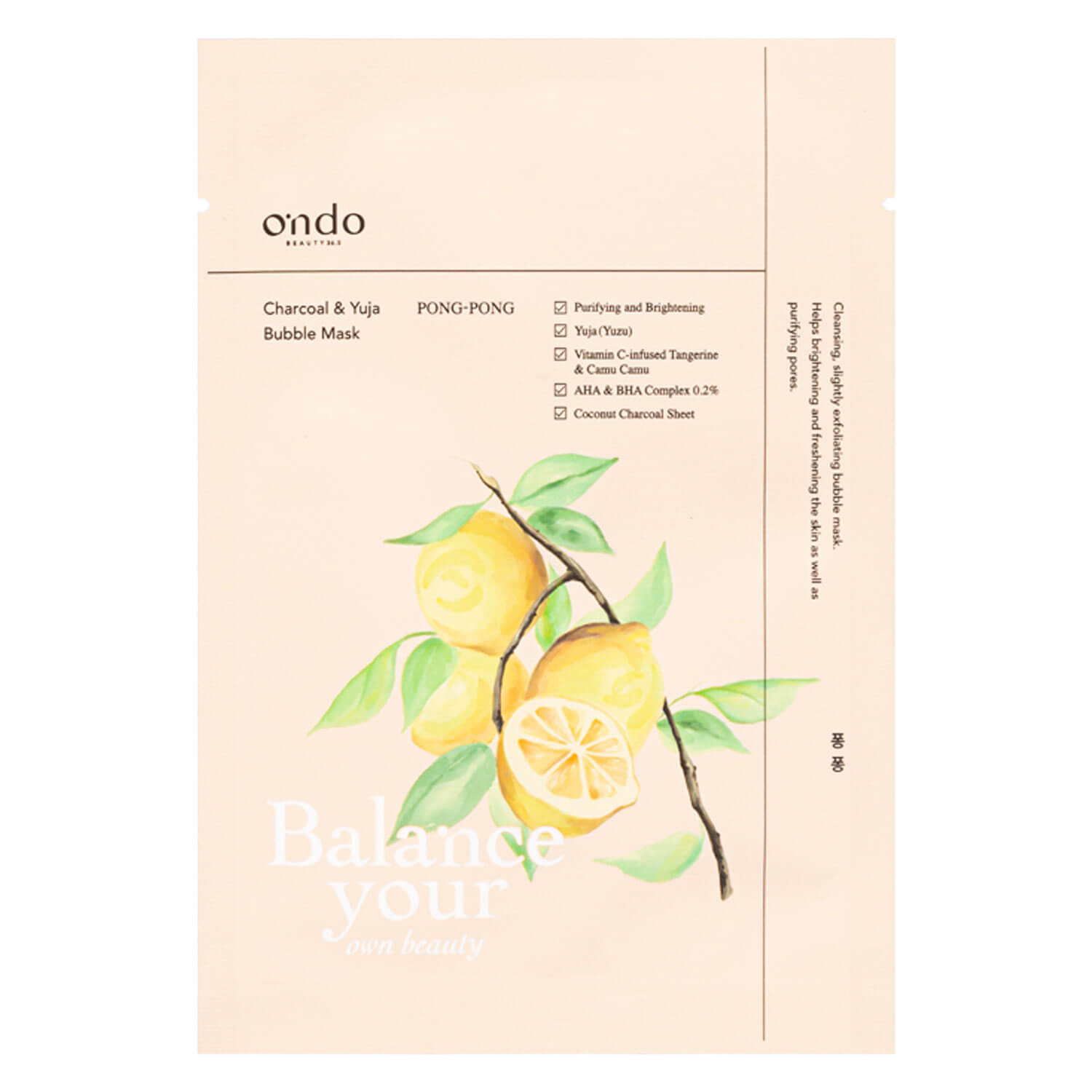 Ondo Beauty 36.5 – Charcoal & Yuja Bubble Mask 1x