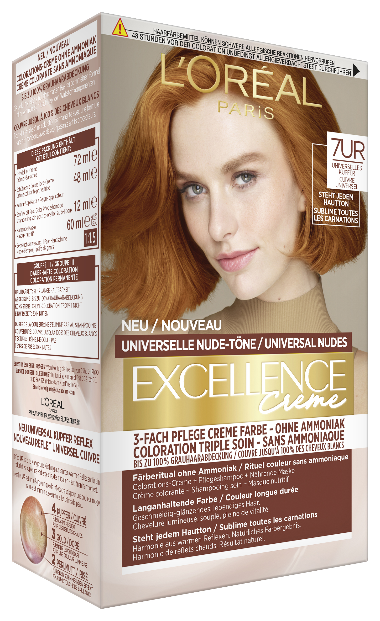 L'oréal Paris L'oréal Excellence Color - Excellence Universale Nude-Töne 7uc Universelles Kupfer 1stk