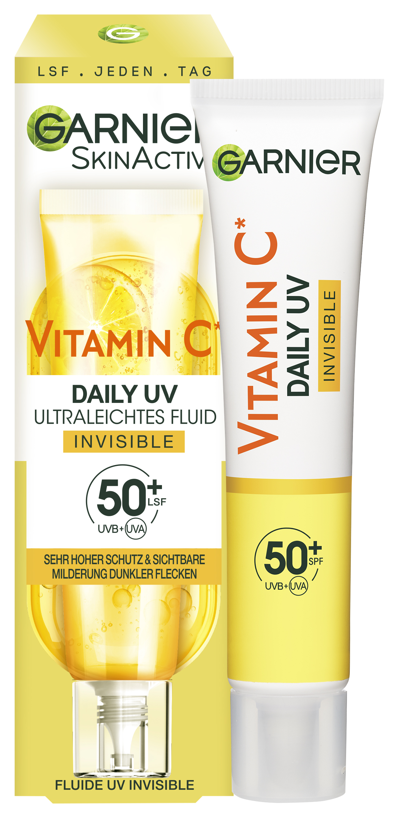 Garnier Skinactive Face – Vitamin C Tägliches Sonnenfluid Invisible Mit Lsf 50+ 40ml