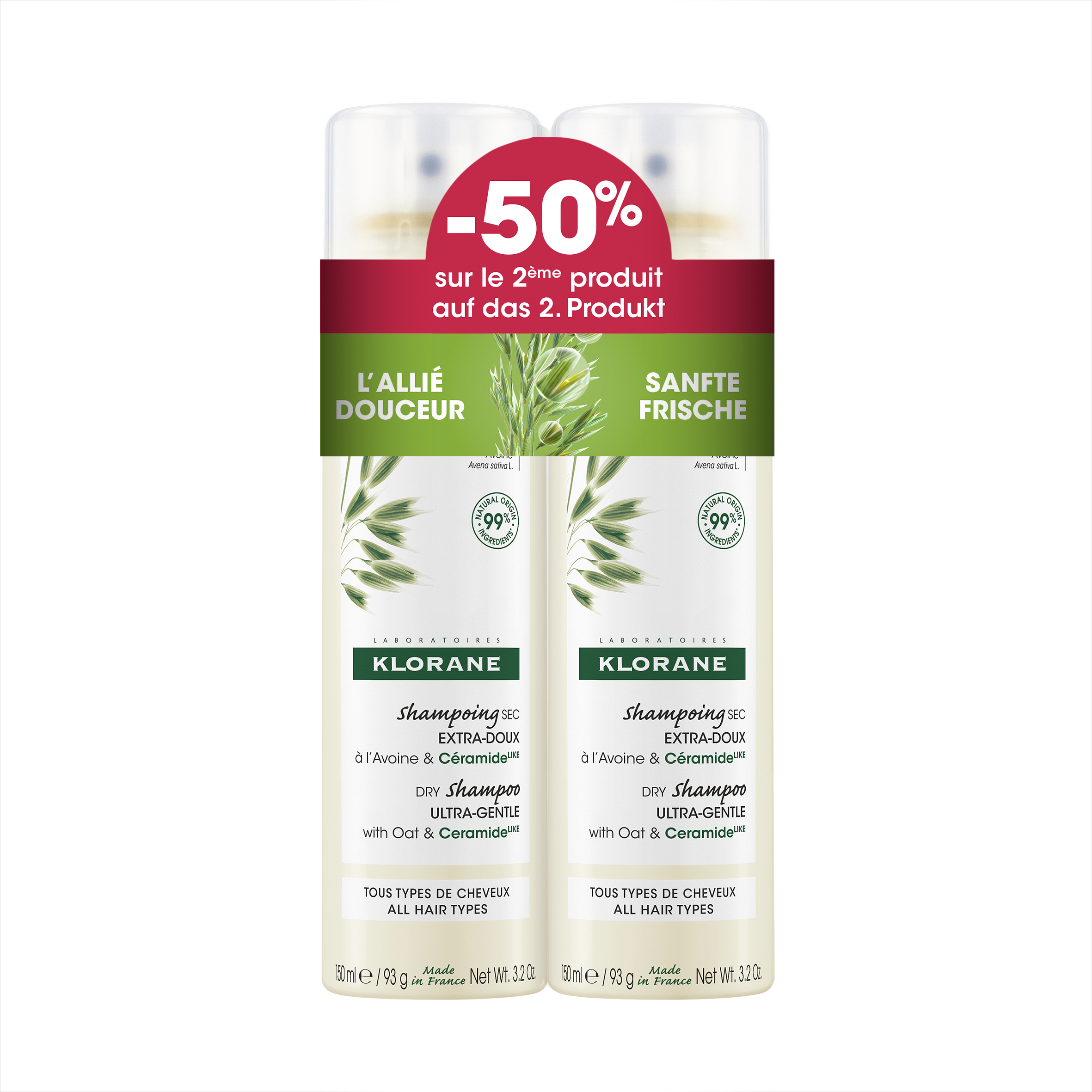 Klorane Hafer – Hafermilch Trockenshampoo Duo 2x150ml