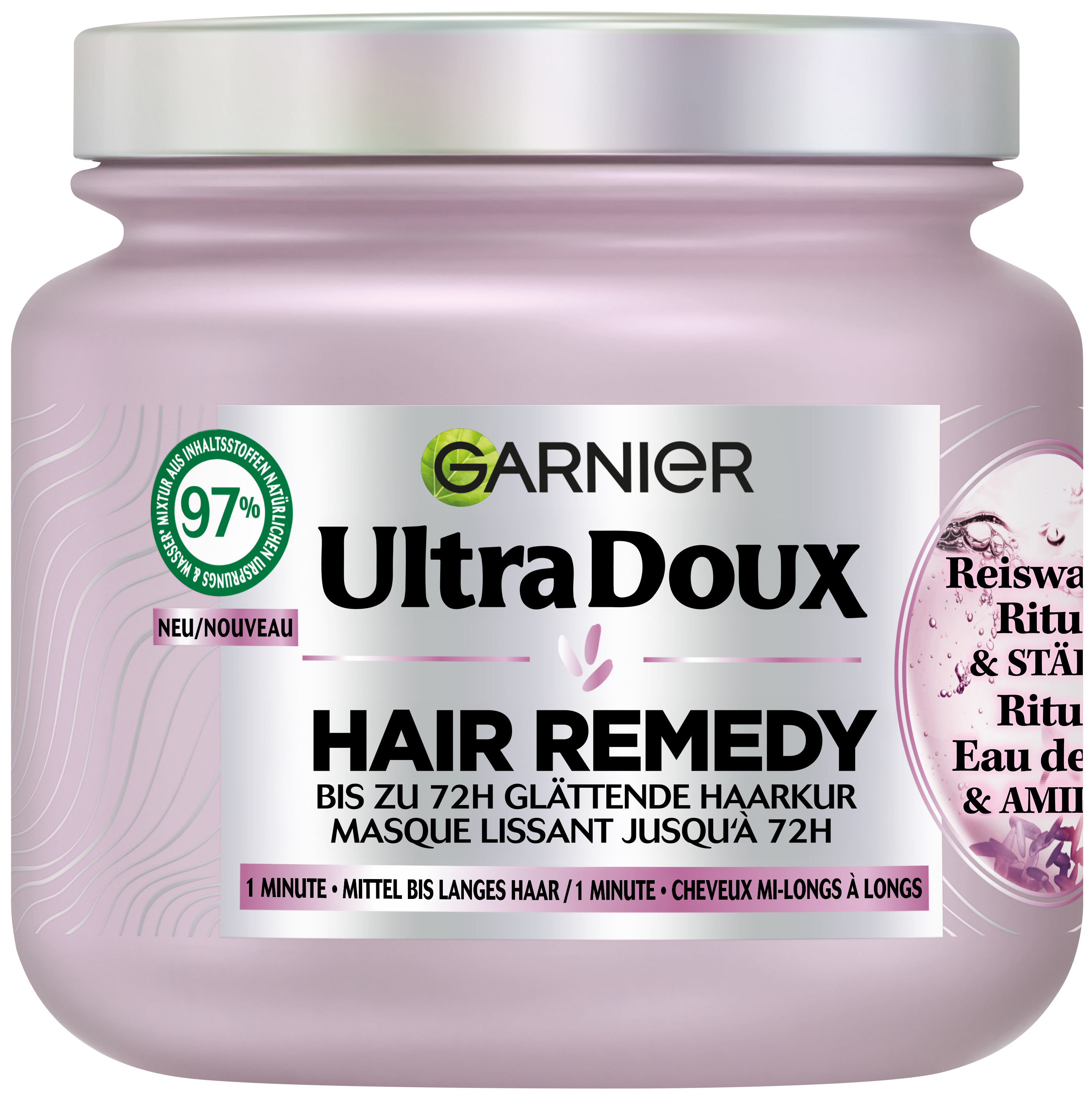 Garnier Ultra Doux Haircare - Ultra Doux 1-Minute Haarkur Reiswasser Ritual & Stärke 340ml