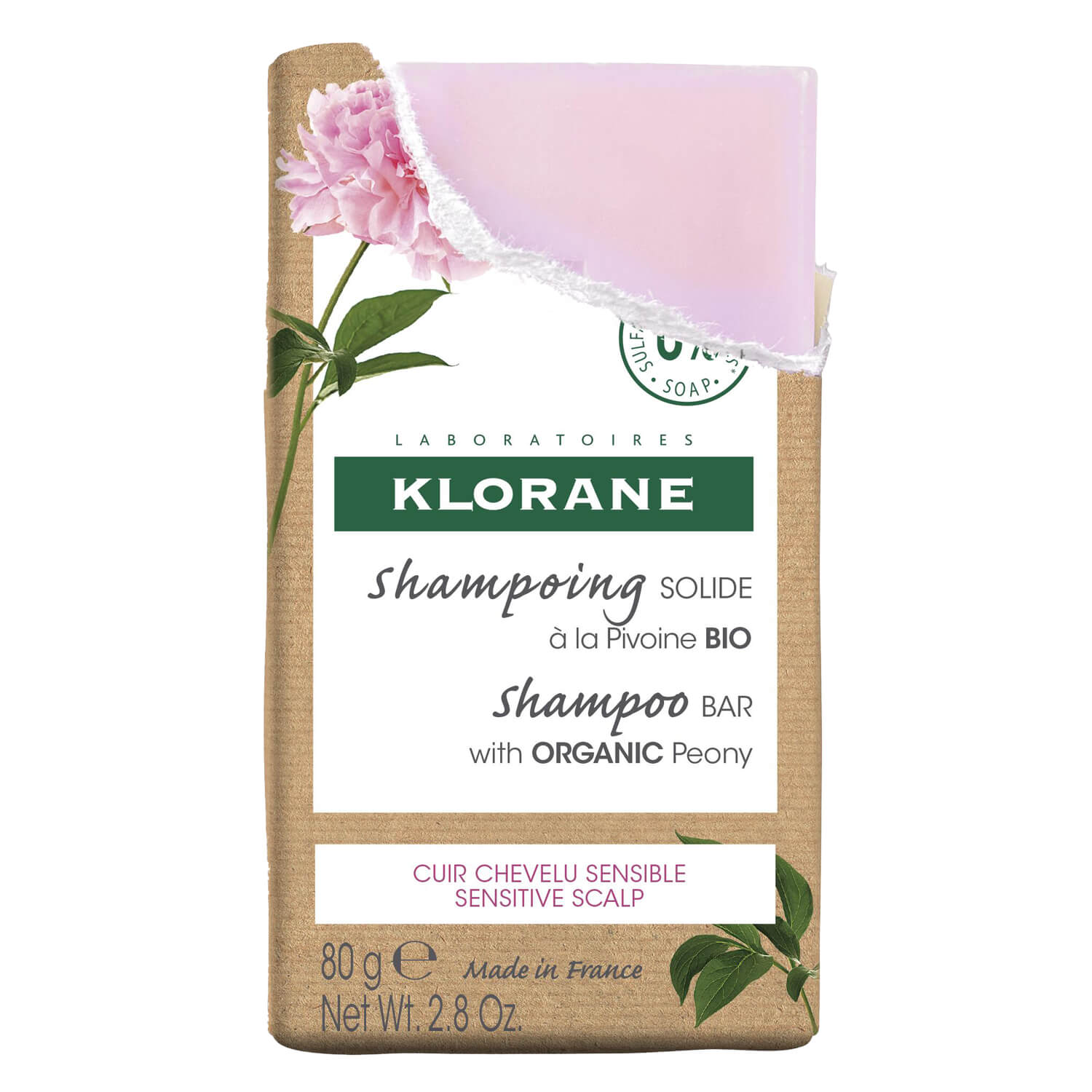 Klorane Pfingstrosen - Shampoo Bar Bio 80g