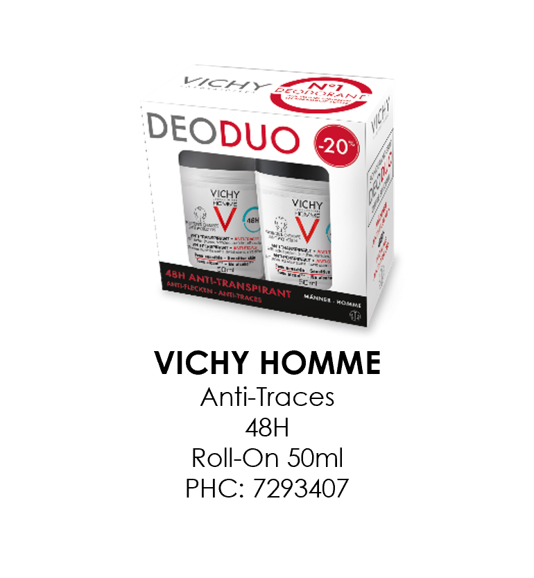 Vichy Deo – Homme Deo Anti-Fleck Roll On Duo 2x50ml