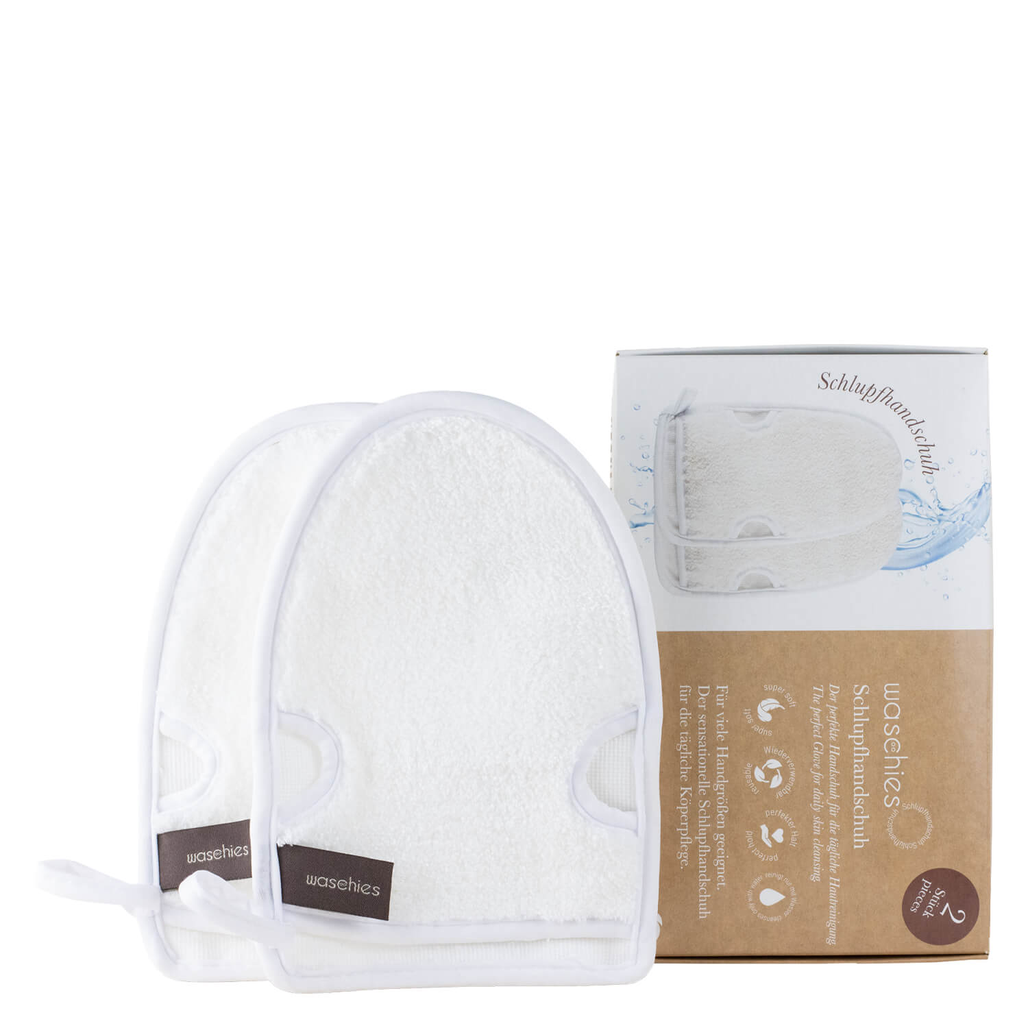 Waschies Bodyline - Schlupfhandschuh Weiss 2er Set